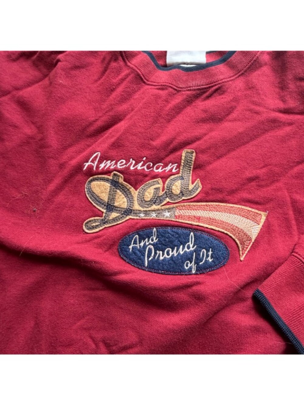 M&C Sport American Dad And Proud Of It Sweatshirt Red Mens Medium Embroidered - Picture 2 of 6